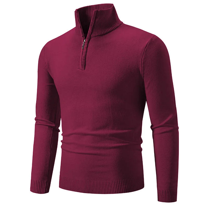 Men's Half-Turtleneck Knit Sweater — Slim Fit Base Layer in 10 Colors | British Style