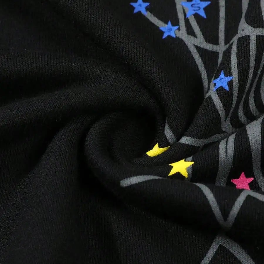 Spider Web Star Print Hoodie & Sweatpants Set — 2-Piece Y2K Streetwear Suit for Men