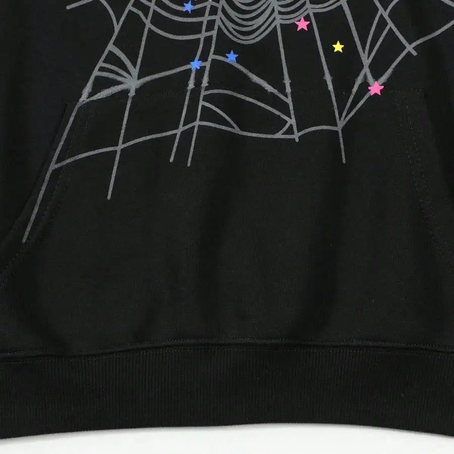 Spider Web Star Print Hoodie & Sweatpants Set — 2-Piece Y2K Streetwear Suit for Men