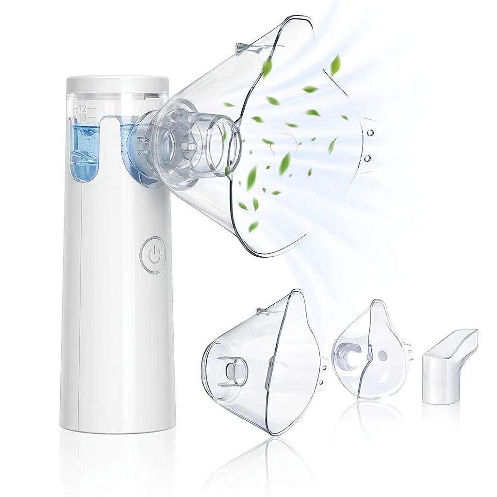 Portable Mesh Nebulizer Machine – Quiet Handheld Inhaler for Kids & Adults with Adult & Child Masks