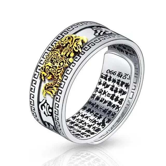 Vintage Original Feng Shui Ring Amulet Protection Lucky Wealth Men's Ring Golden Toad Jewelry Rings For Men Women Adjustable