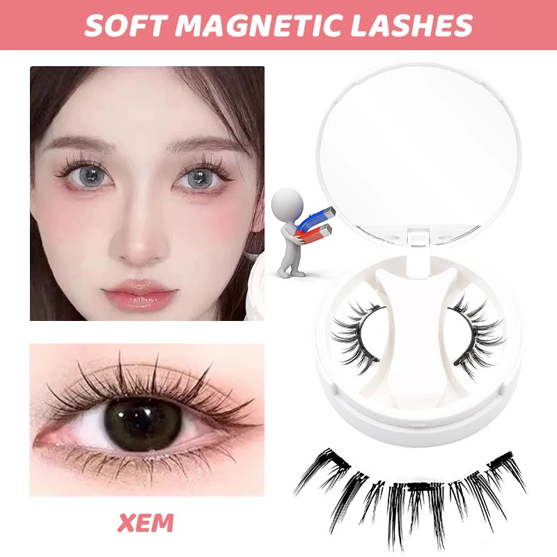 3D Magnetic Eyelashes Kit – Reusable No-Glue False Lashes with Applicator