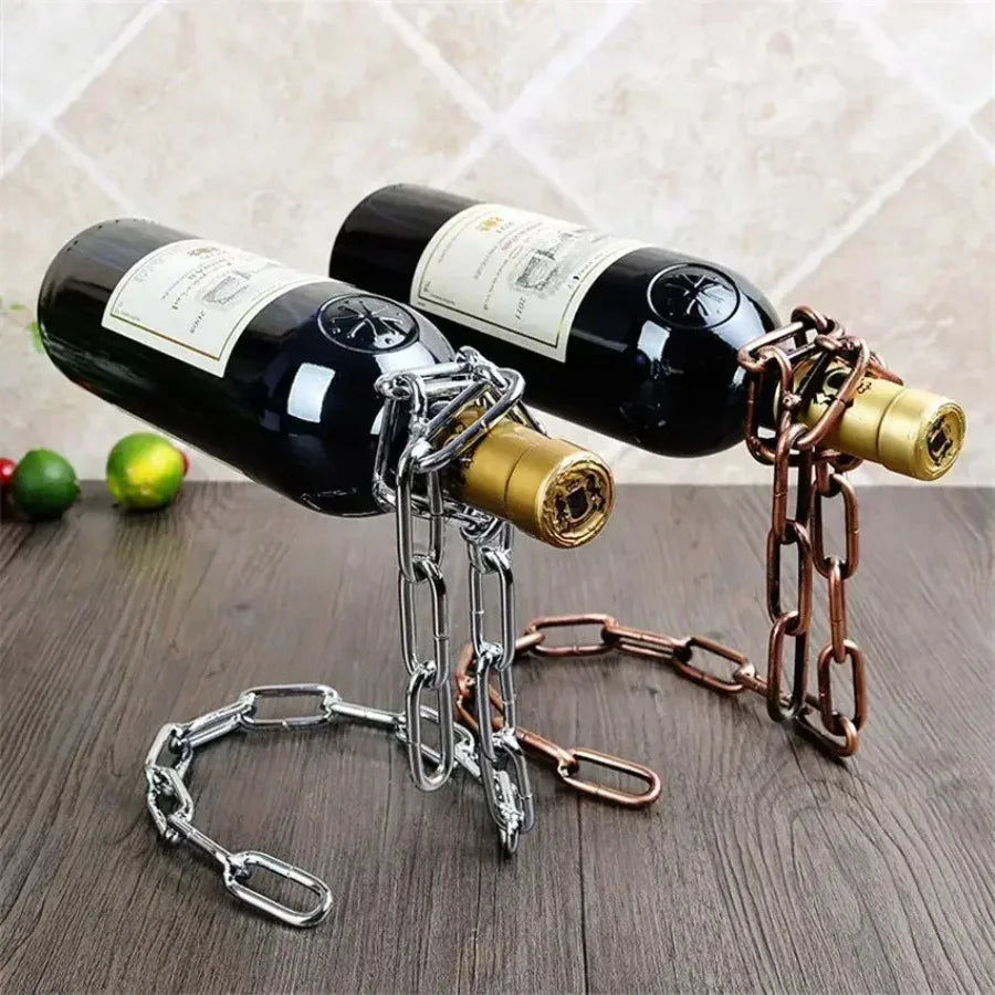 Magical Hanging Suspension Iron Chain Wine Racks Wine Bottle Holder Display Stands Kitchen Dining Room Cellar Bar Decoration