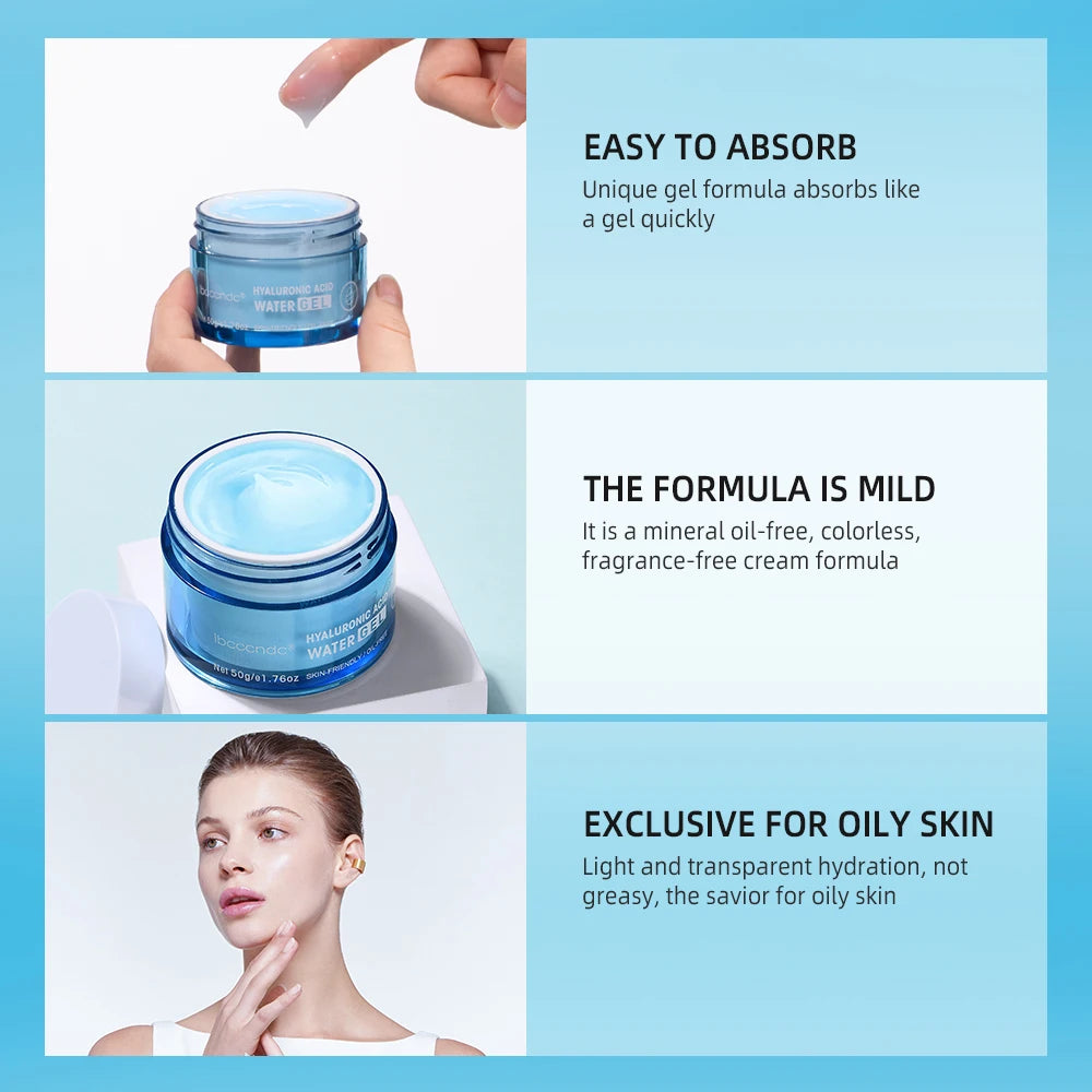 Hyaluronic Acid Hydro Boost Face Moisturizer – Oil-Free Water Gel or Cream for Dry Skin