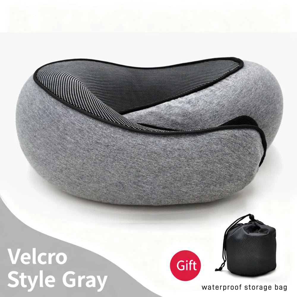 Memory Foam U-Shaped Pillow, Foldable Neck Pillow for Travel, Airplane Trips, Nap, Cervical Neck Support Pillow