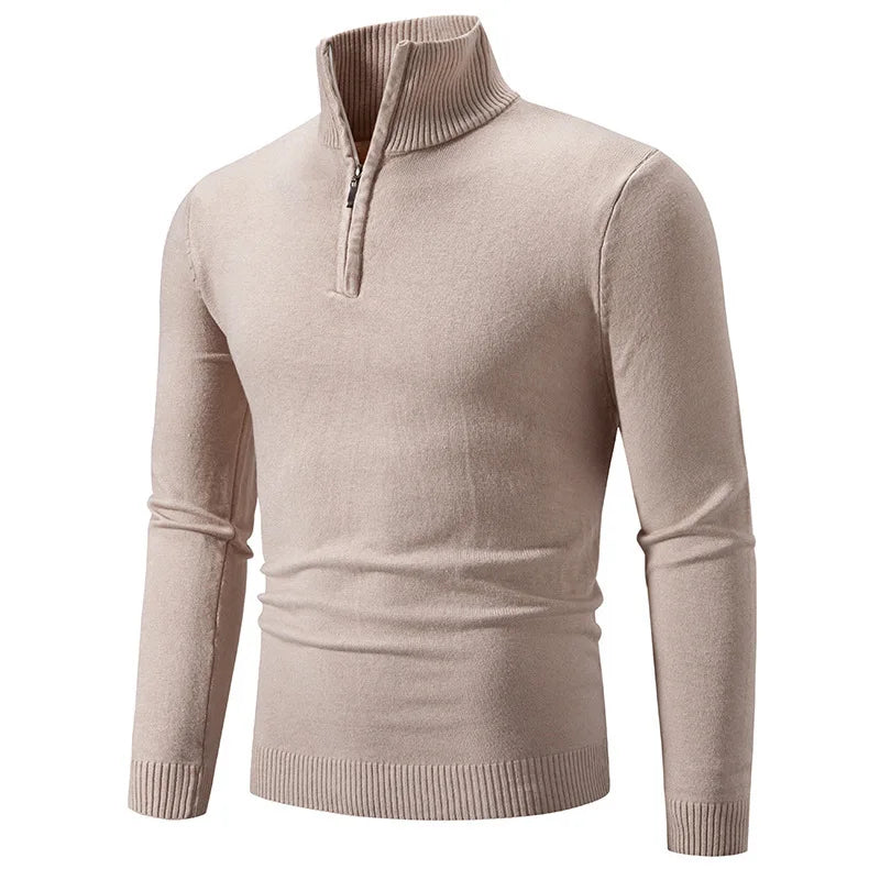Men's Half-Turtleneck Knit Sweater — Slim Fit Base Layer in 10 Colors | British Style