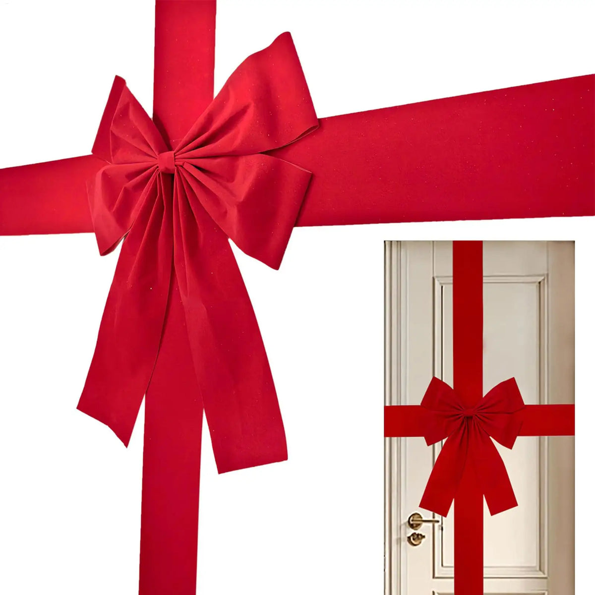Christmas Door Hanging Bow Ribbon