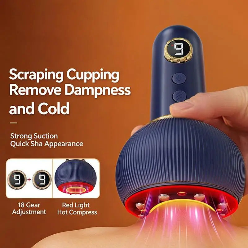 4-in-1 Electric Gua Sha Cupping Massager – Heat, Suction & Rolling for Abdomen, Arms & Legs
