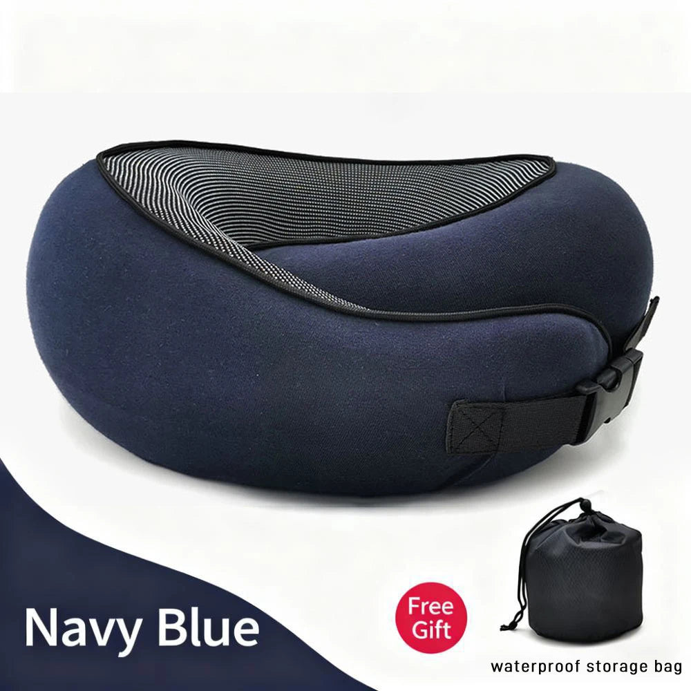 Memory Foam U-Shaped Pillow, Foldable Neck Pillow for Travel, Airplane Trips, Nap, Cervical Neck Support Pillow