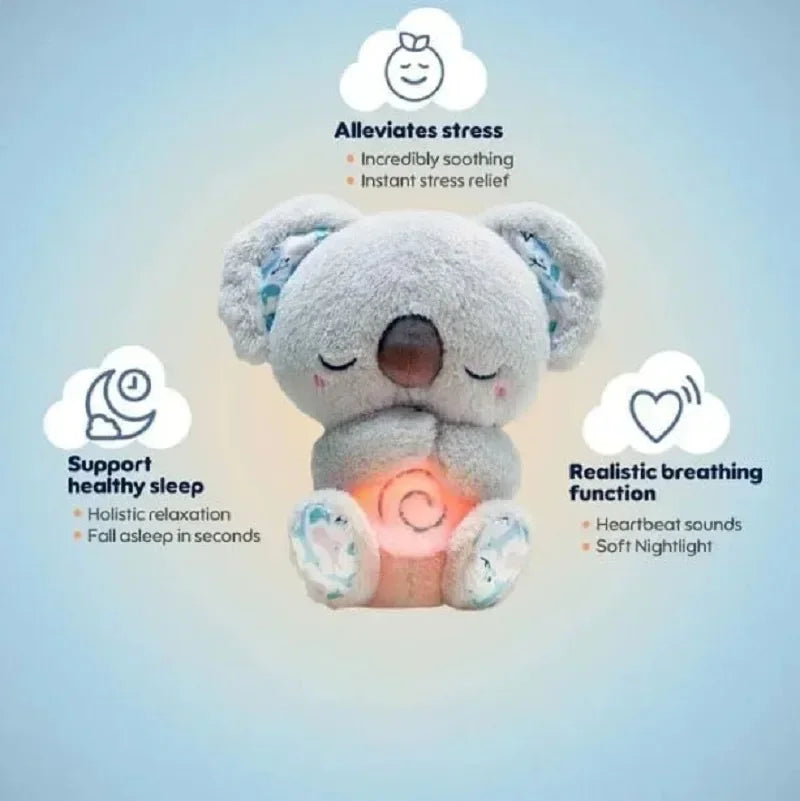 Breathing Koala Baby Sleep Soother – Plush Sound Machine with Music & Lights