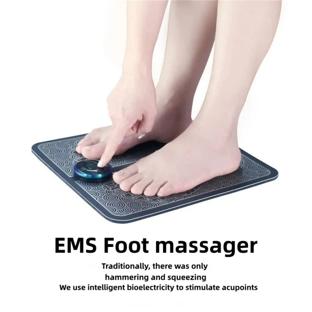 EMS Foot Massager Pad – 8 Modes & 19 Levels of Electric Muscle Stimulation for Feet & Legs