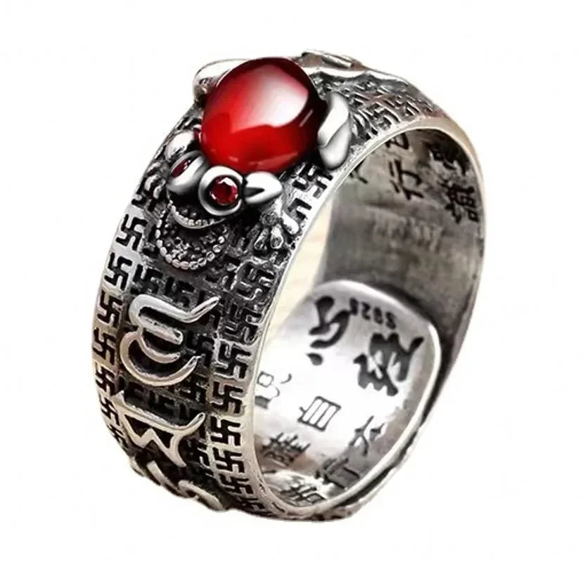 Vintage Original Feng Shui Ring Amulet Protection Lucky Wealth Men's Ring Golden Toad Jewelry Rings For Men Women Adjustable