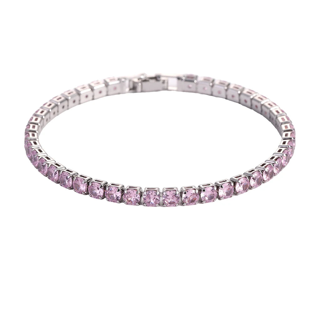 Iced Out Tennis Bracelet — 4mm Cubic Zirconia Crystal Chain for Men & Women