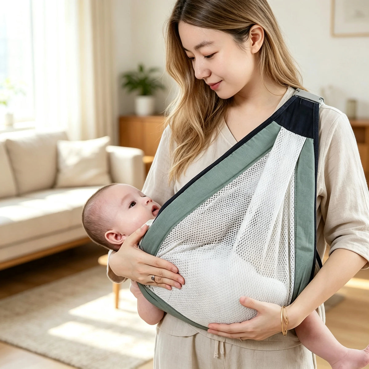 Adjustable One Shoulder Carrier Portable Carrier Sling Lightweight Breathable Mesh Hip Carrier for Infant for Newborn To Toddler