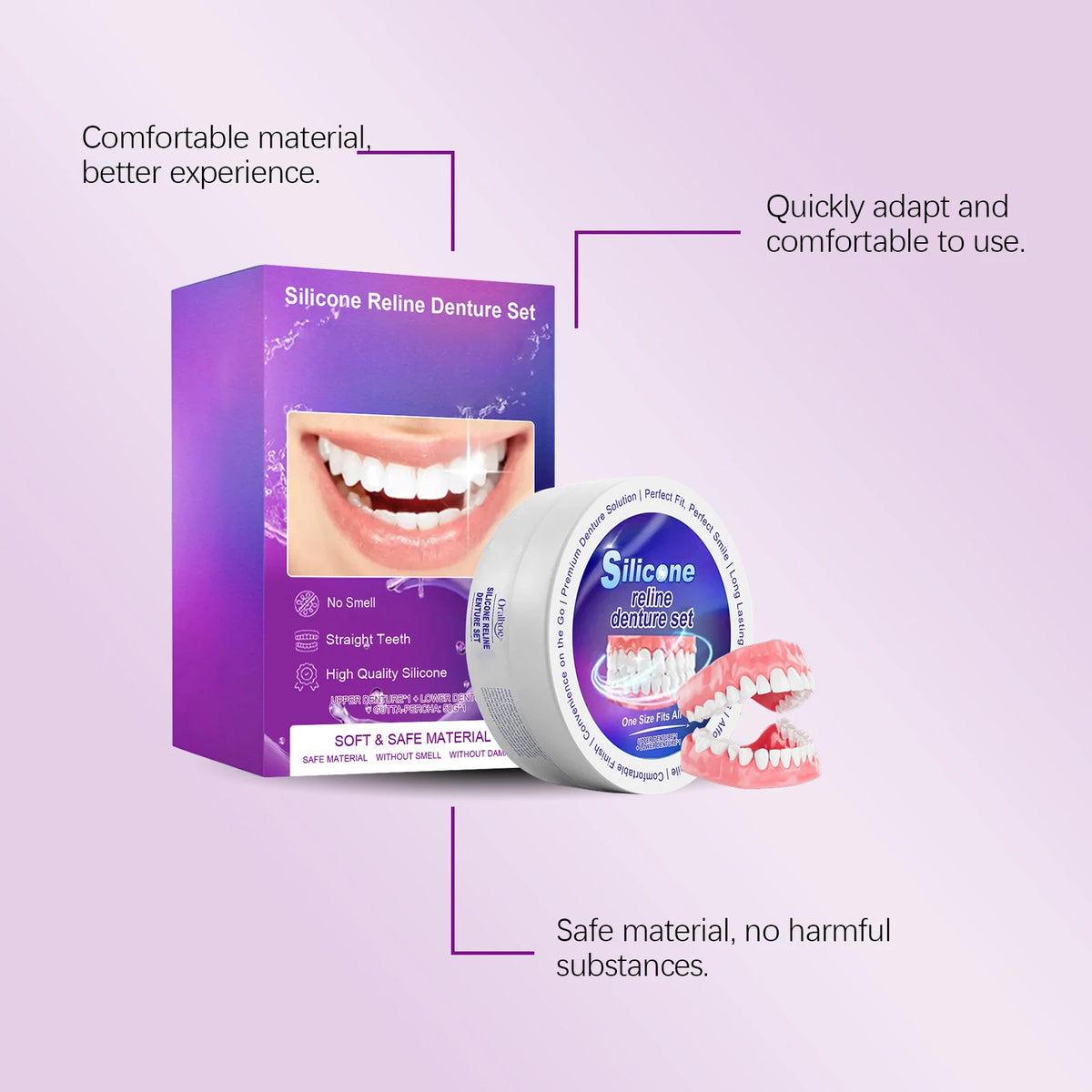 Denture Reliner Kit – Moldable Temporary Teeth Braces with Adhesive Glue