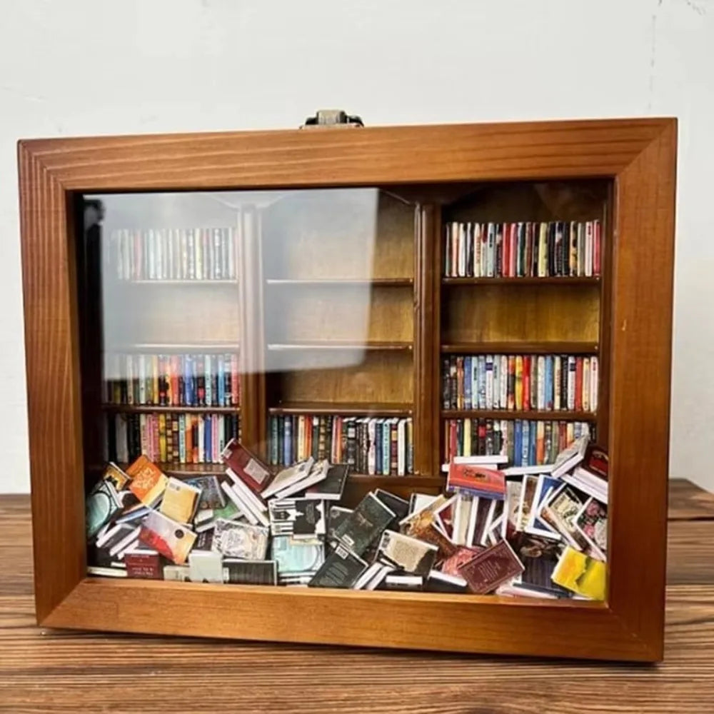 Miniature Wooden Anxiety Bookshelf – Fidget Sensory Desk Toy & Desktop Decor