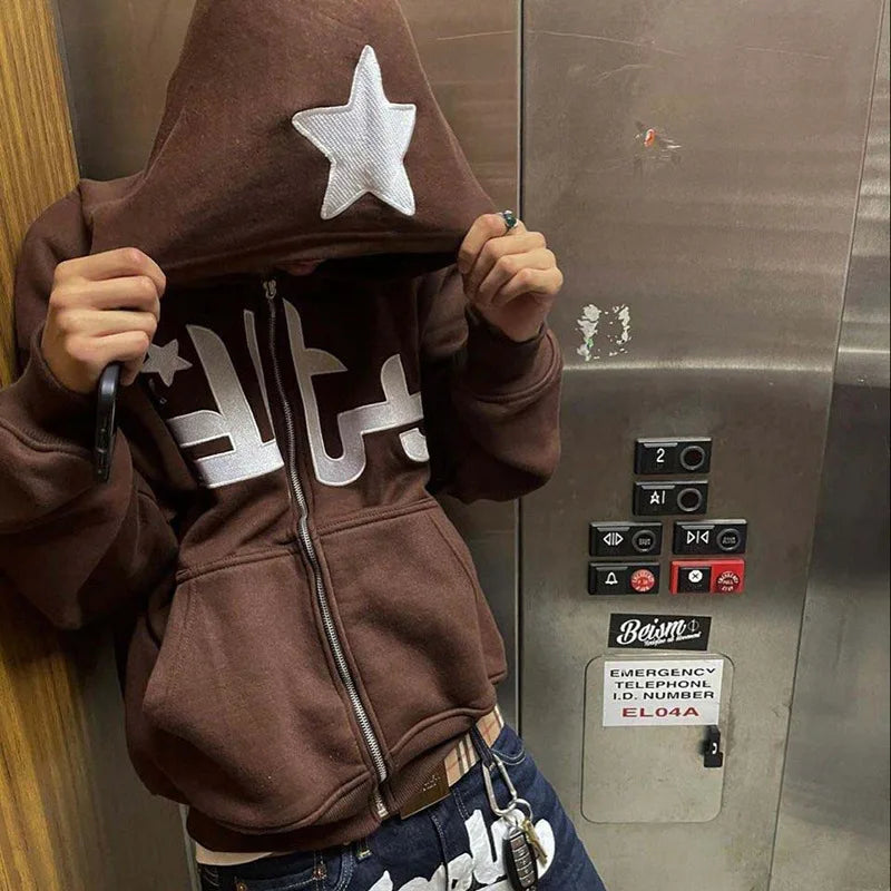 Star Letter Printed Hoodies