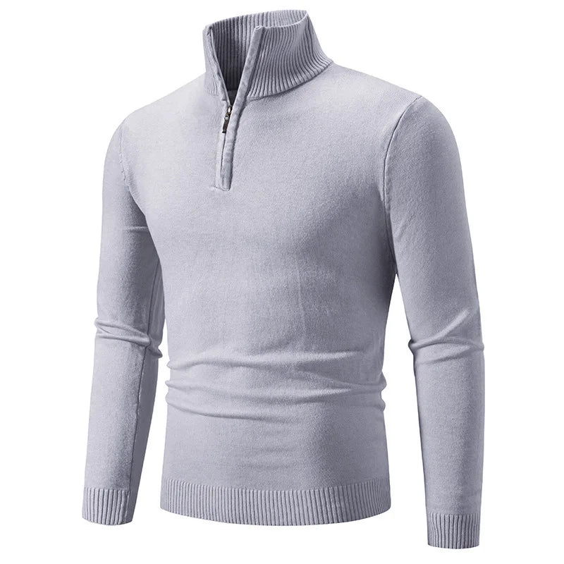 Men's Half-Turtleneck Knit Sweater — Slim Fit Base Layer in 10 Colors | British Style