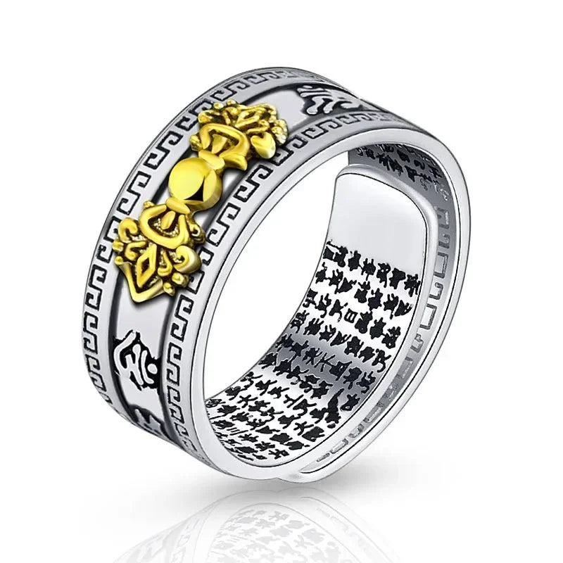 Vintage Original Feng Shui Ring Amulet Protection Lucky Wealth Men's Ring Golden Toad Jewelry Rings For Men Women Adjustable