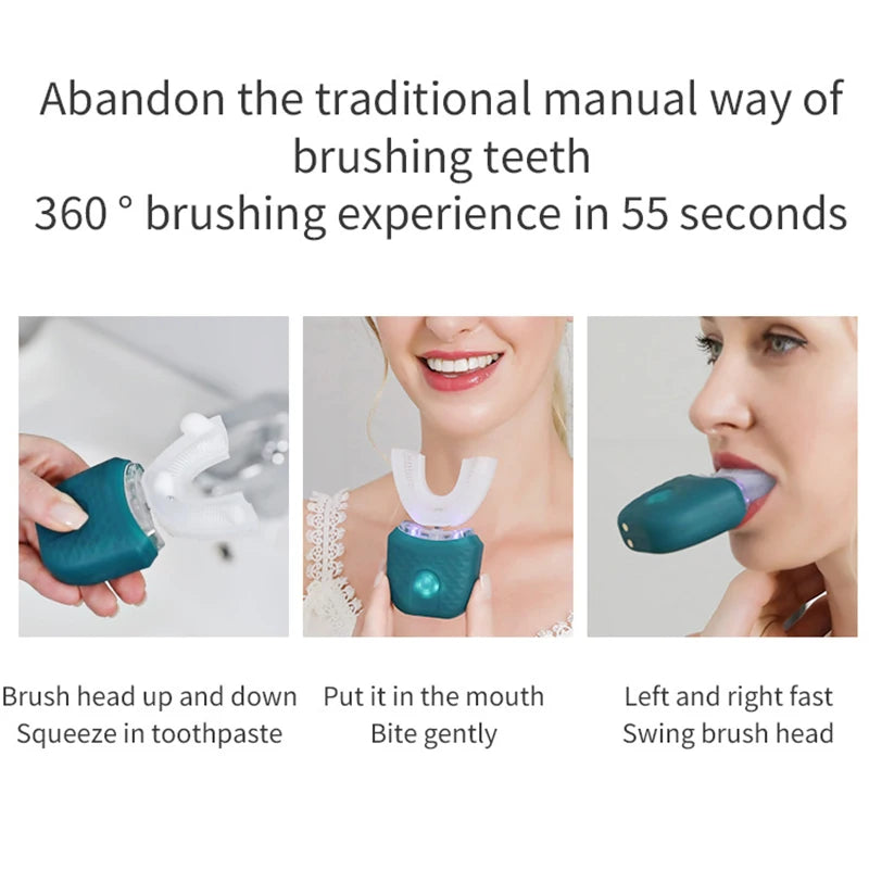 360° U-Shape Sonic Electric Toothbrush – Automatic Deep Clean with 3 Modes