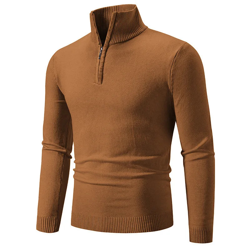 Men's Half-Turtleneck Knit Sweater — Slim Fit Base Layer in 10 Colors | British Style