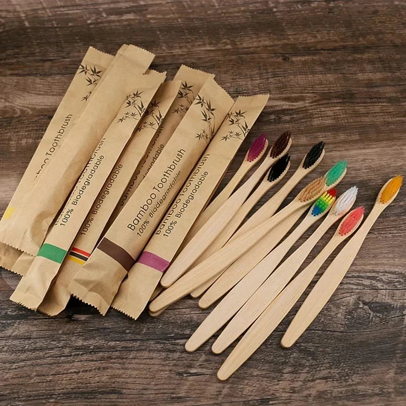 Natural Bamboo Toothbrush – Eco-Friendly Soft Bristle Oral Care (1 or 3 Pack)