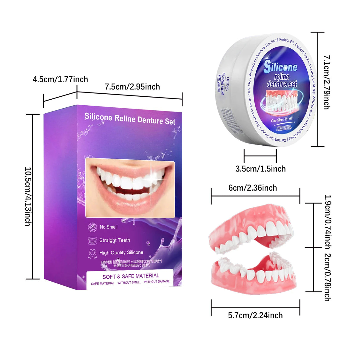 Denture Reliner Kit – Moldable Temporary Teeth Braces with Adhesive Glue