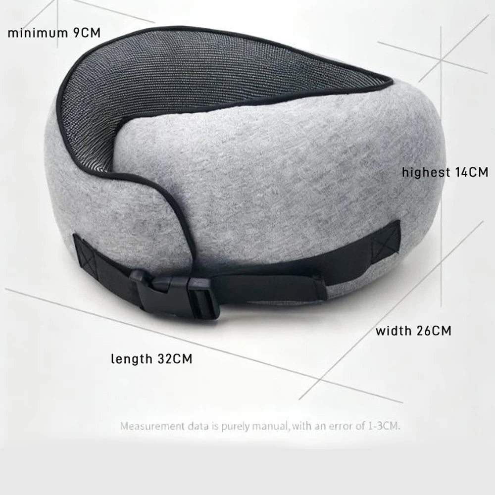 Memory Foam U-Shaped Pillow, Foldable Neck Pillow for Travel, Airplane Trips, Nap, Cervical Neck Support Pillow