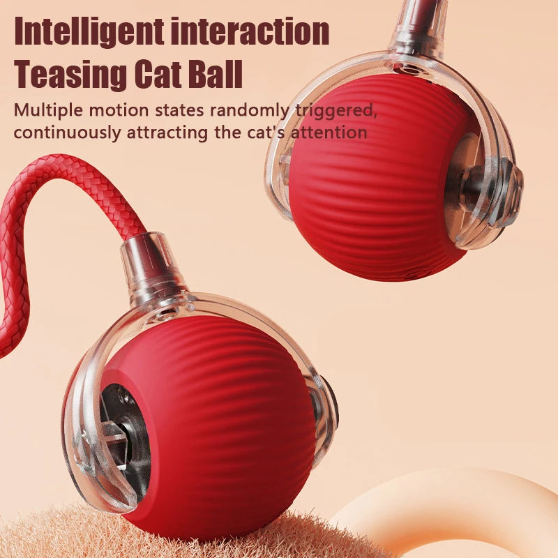 Smart Cat Toy – Rechargeable Rolling Ball with Mouse Tail