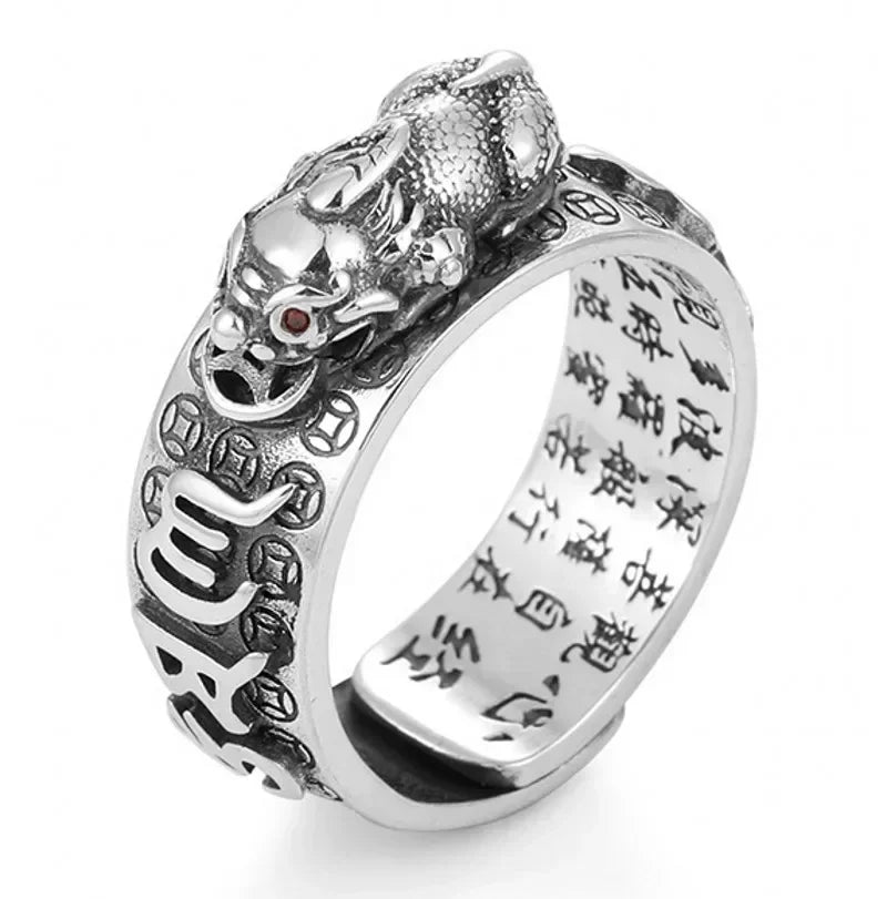 Vintage Original Feng Shui Ring Amulet Protection Lucky Wealth Men's Ring Golden Toad Jewelry Rings For Men Women Adjustable