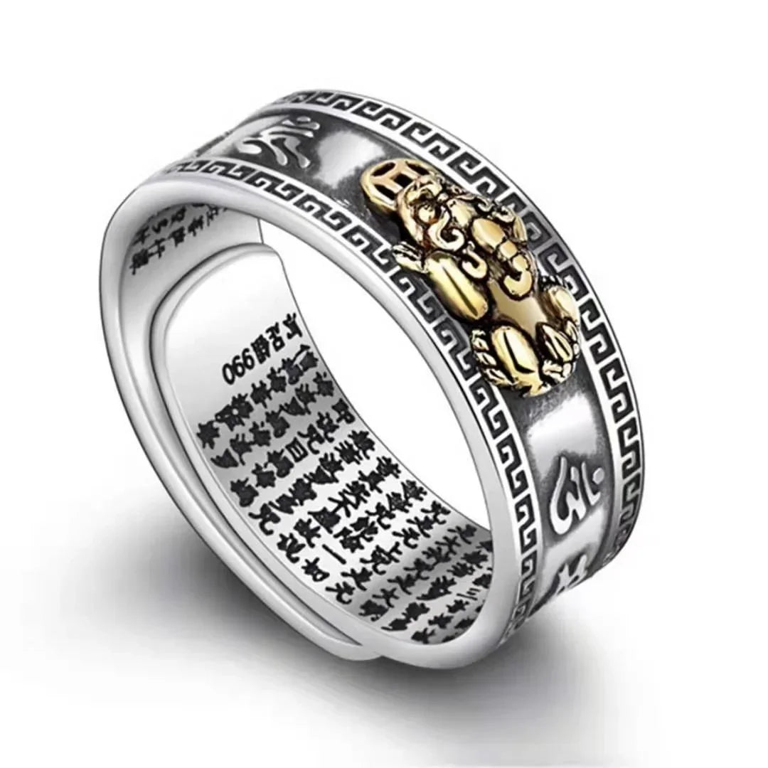 Vintage Original Feng Shui Ring Amulet Protection Lucky Wealth Men's Ring Golden Toad Jewelry Rings For Men Women Adjustable