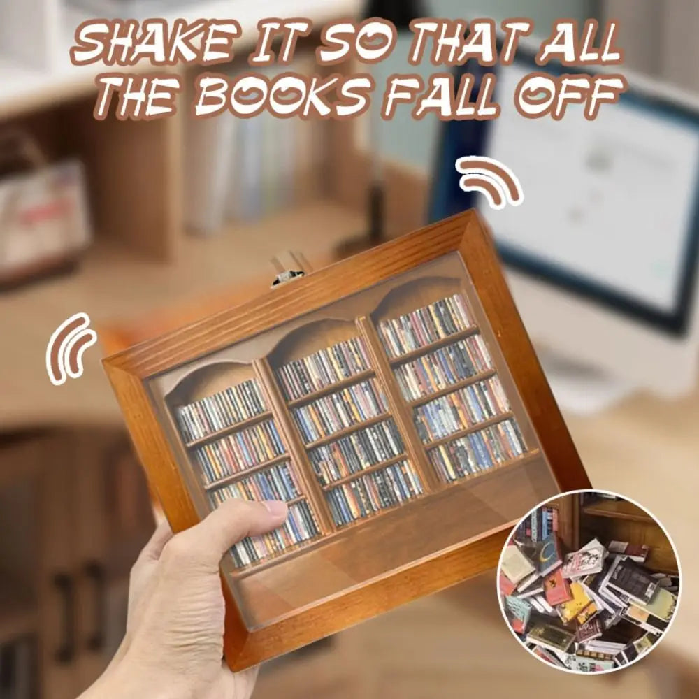 Miniature Wooden Anxiety Bookshelf – Fidget Sensory Desk Toy & Desktop Decor