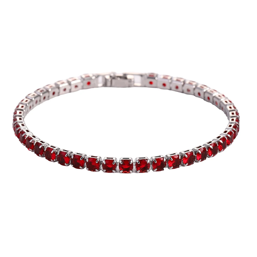 Iced Out Tennis Bracelet — 4mm Cubic Zirconia Crystal Chain for Men & Women