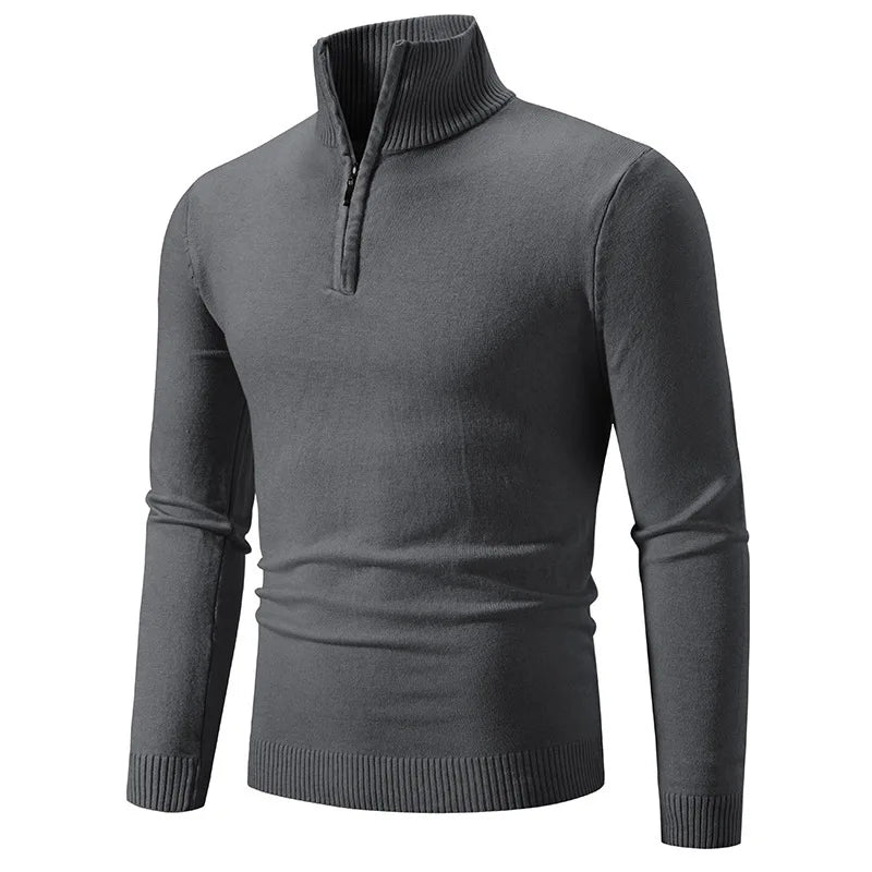 Men's Half-Turtleneck Knit Sweater — Slim Fit Base Layer in 10 Colors | British Style