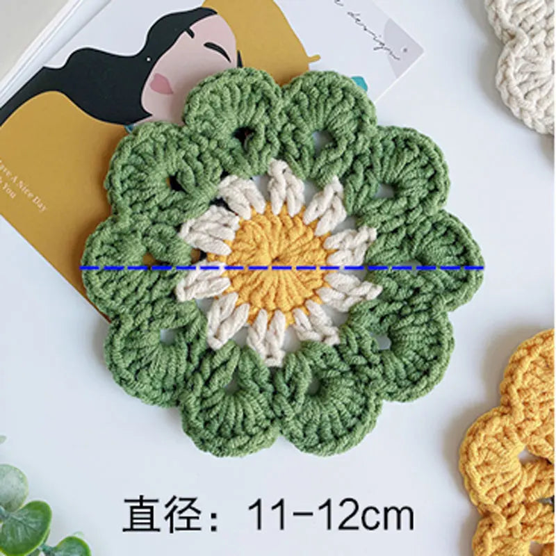 DIY Handmade Coaster Crochet Kit For Beginners Flower Sewing Material Package Hand Knitting For Kids Adults Crochet Lovers
