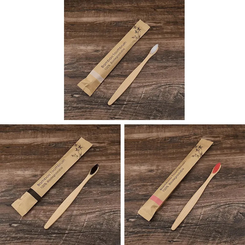 Natural Bamboo Toothbrush – Eco-Friendly Soft Bristle Oral Care (1 or 3 Pack)
