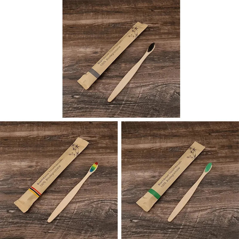 Natural Bamboo Toothbrush – Eco-Friendly Soft Bristle Oral Care (1 or 3 Pack)