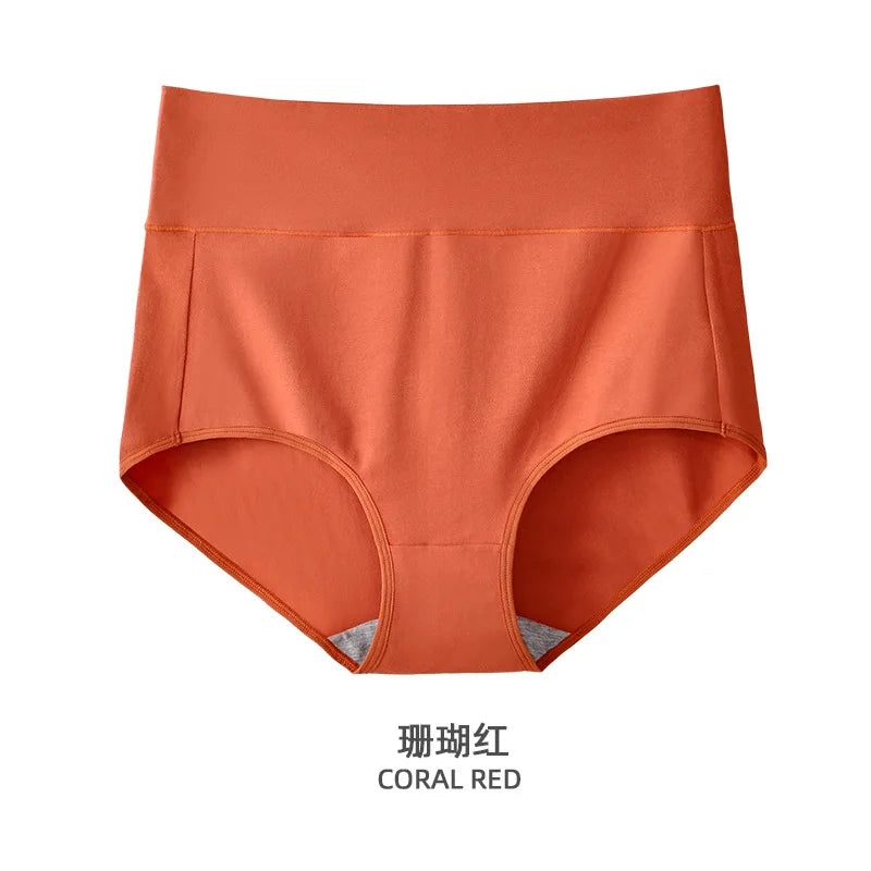 Women's High-Waist Tummy Control Underwear — 95% Cotton Plus Size Briefs in 7 Colors