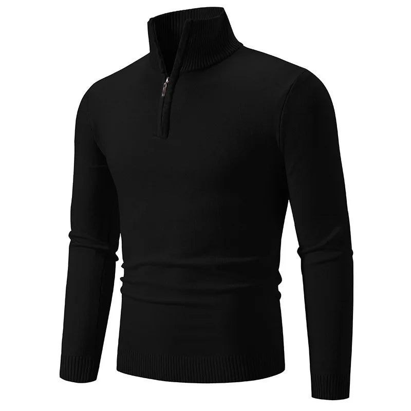 Men's Half-Turtleneck Knit Sweater — Slim Fit Base Layer in 10 Colors | British Style