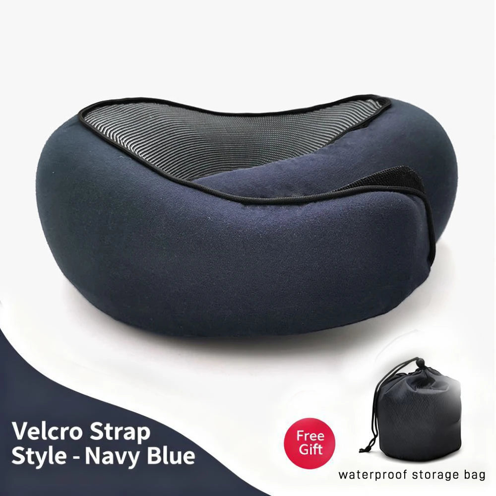 Memory Foam U-Shaped Pillow, Foldable Neck Pillow for Travel, Airplane Trips, Nap, Cervical Neck Support Pillow
