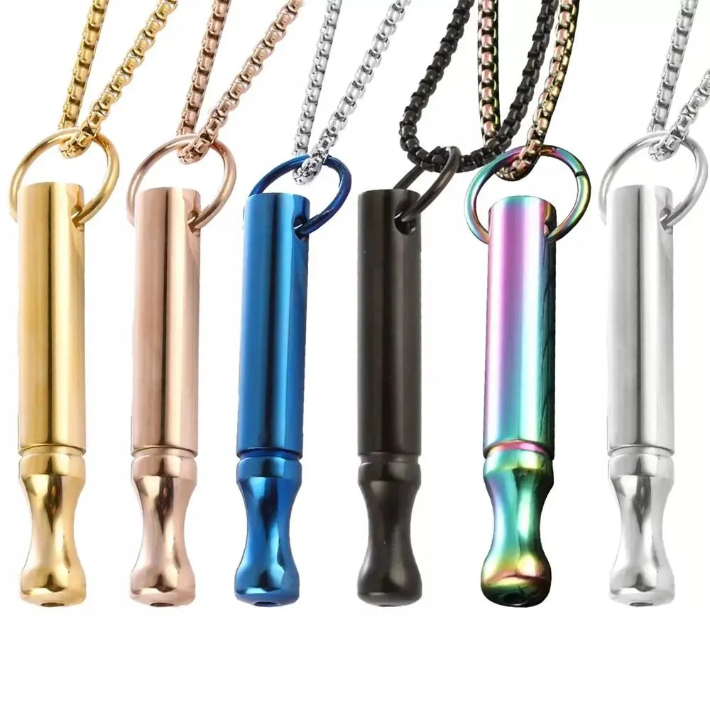 Whistle Mindfulness Breathing Necklace Breathing Resistance Stainless Steel Breathwork Meditation Necklace Small Waist Jewelry