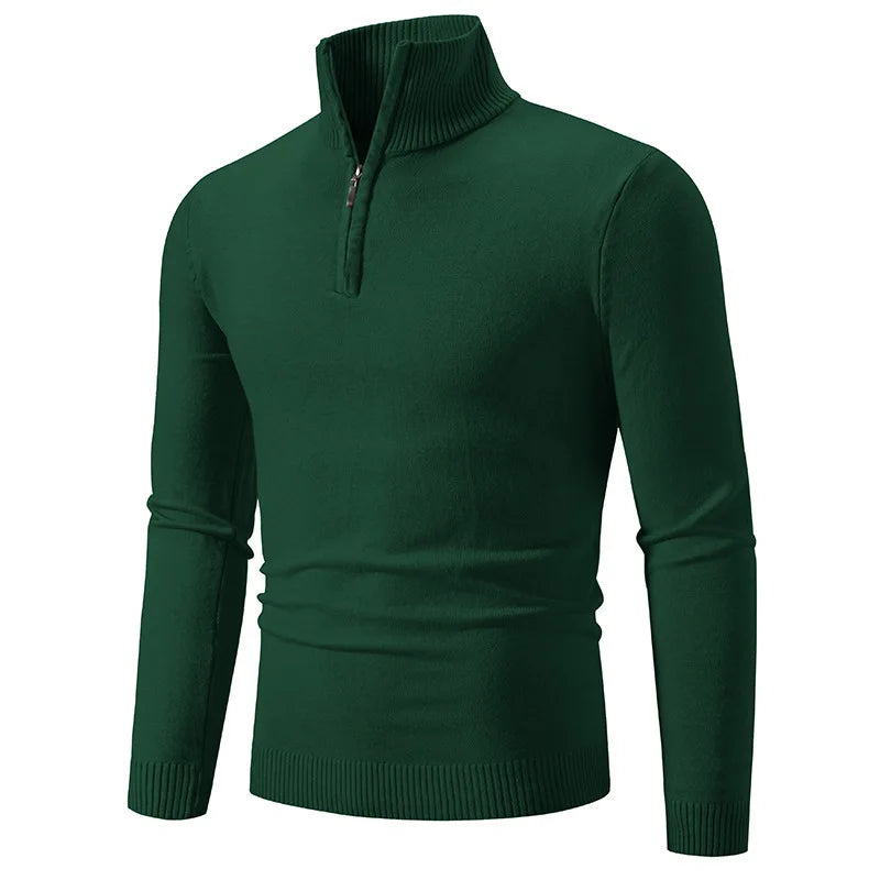 Men's Half-Turtleneck Knit Sweater — Slim Fit Base Layer in 10 Colors | British Style