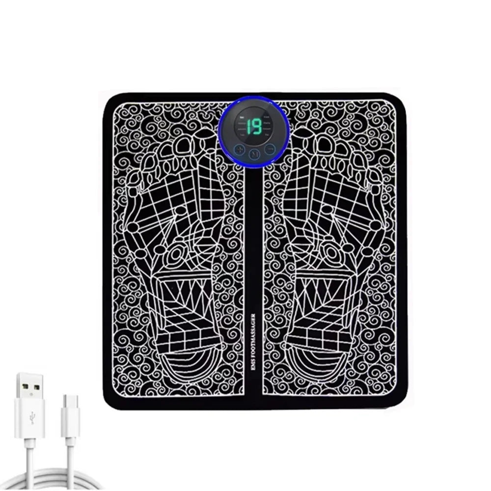 EMS Foot Massager Pad – 8 Modes & 19 Levels of Electric Muscle Stimulation for Feet & Legs