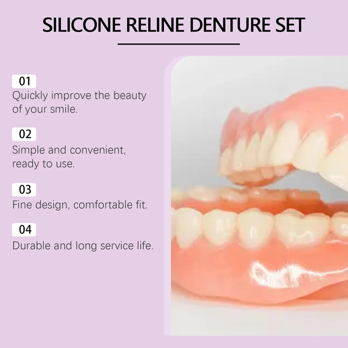 Denture Reliner Kit – Moldable Temporary Teeth Braces with Adhesive Glue