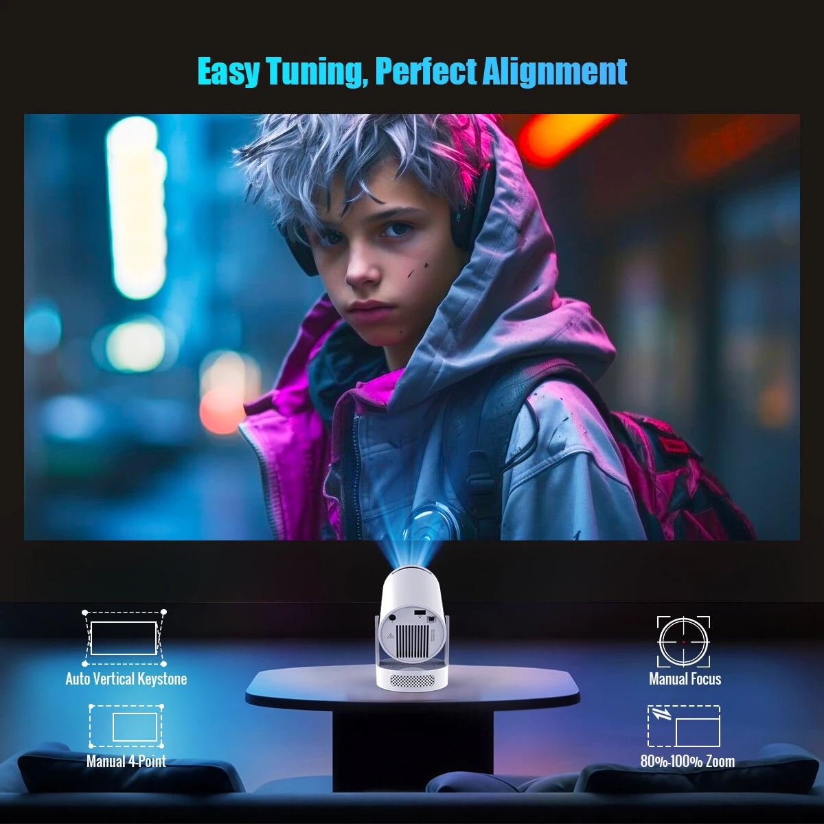 Magcubic HY300 Pro+ Mini Projector — 8K Support, Android 14, WiFi 6, 290 ANSI | Home & Outdoor