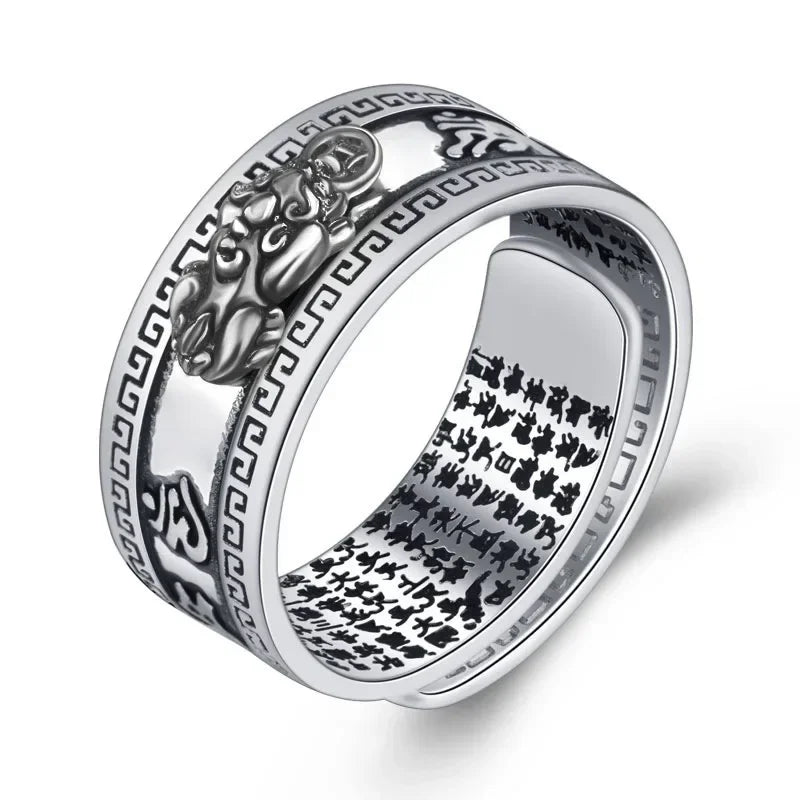 Vintage Original Feng Shui Ring Amulet Protection Lucky Wealth Men's Ring Golden Toad Jewelry Rings For Men Women Adjustable