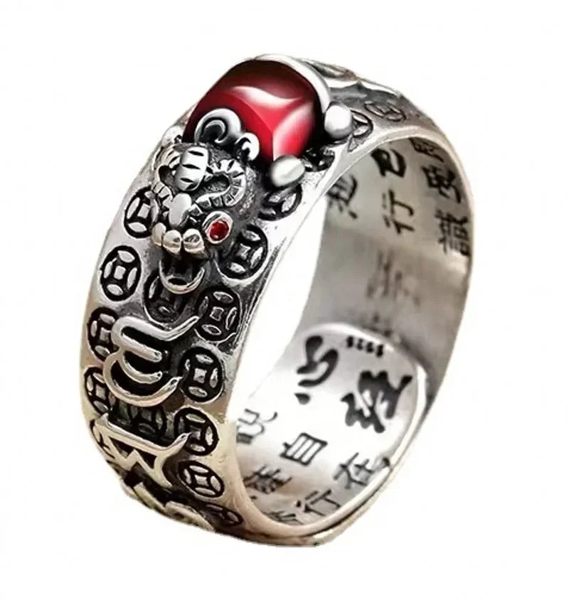 Vintage Original Feng Shui Ring Amulet Protection Lucky Wealth Men's Ring Golden Toad Jewelry Rings For Men Women Adjustable