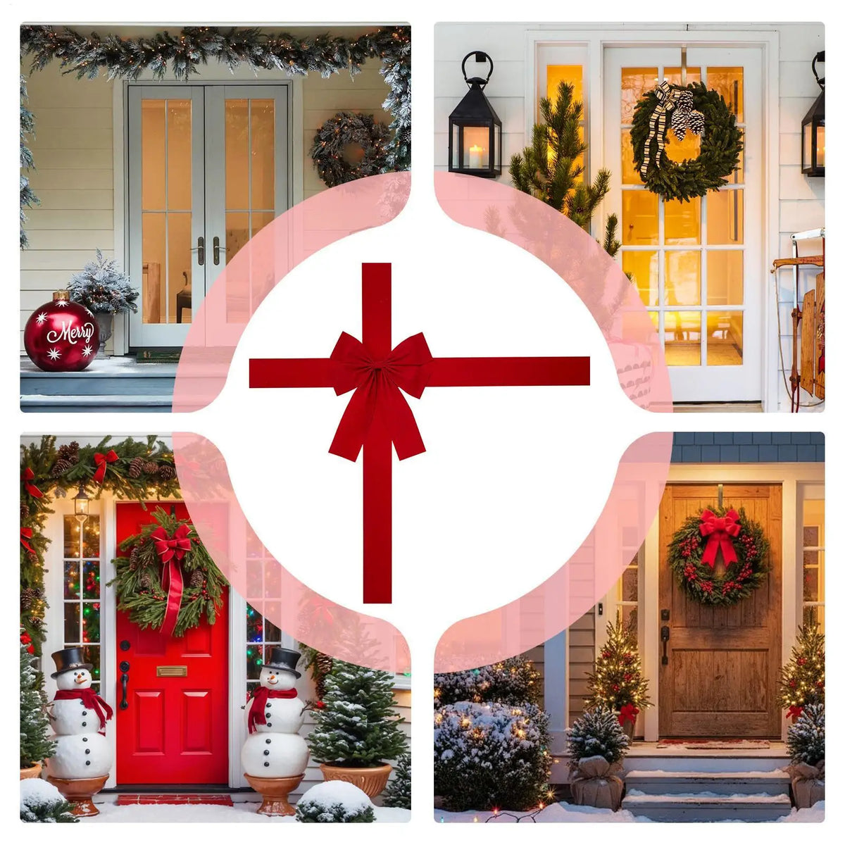 Christmas Door Hanging Bow Ribbon