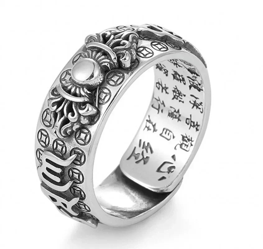 Vintage Original Feng Shui Ring Amulet Protection Lucky Wealth Men's Ring Golden Toad Jewelry Rings For Men Women Adjustable