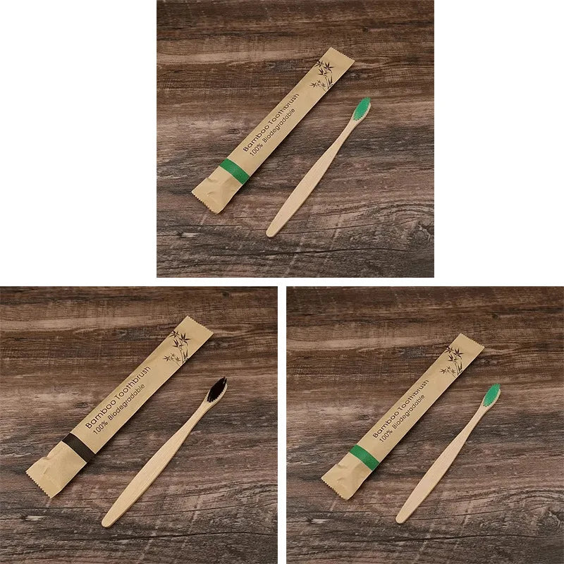 Natural Bamboo Toothbrush – Eco-Friendly Soft Bristle Oral Care (1 or 3 Pack)